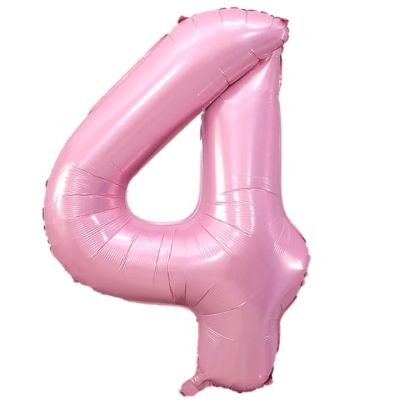 Фолиев балон цифра 4, БЕБЕШКО РОЗОВО  - 102см
