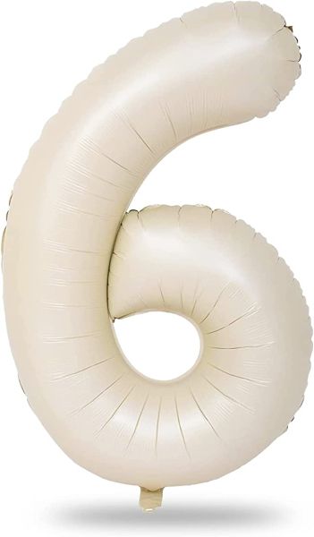 Фолиев балон цифра 6, КРЕМ  - 102см