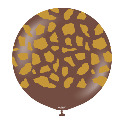 Kalisan Safari балони (кафяв шоколад) с печат Жираф (златен) 24"/ 1брой