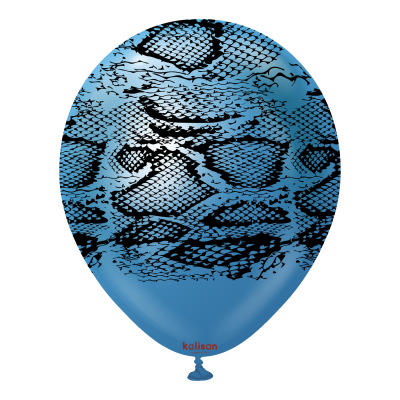 Kalisan Safari балони (Mirror синьо) с печат Змия N (черен) / 12", 25бр.