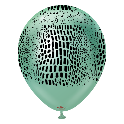 Kalisan Safari балони (Mirror зелено) с печат Крокодил (черен) / 12", 25бр.
