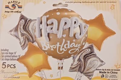 Комплект Балони фолио Happy Birthday злато /5 броя