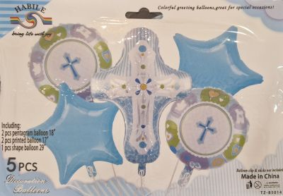 Комплект Балони фолио Кръщене момче синьо /5 броя