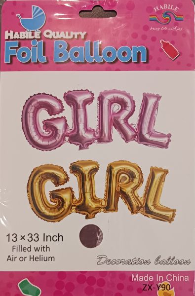 Балон фолио надпис Girl розов