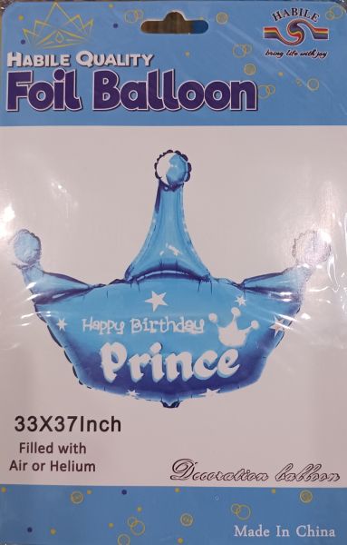 Балон фолио Корона Happy Birthday Prince синя