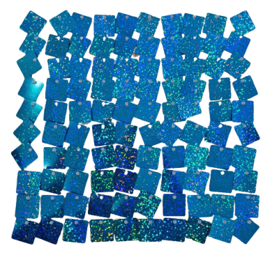 Комплект 100 пана за пайетена фонова стена с прозрачен гръб, 30*30см ХОЛОГРАМНО СИНЬО