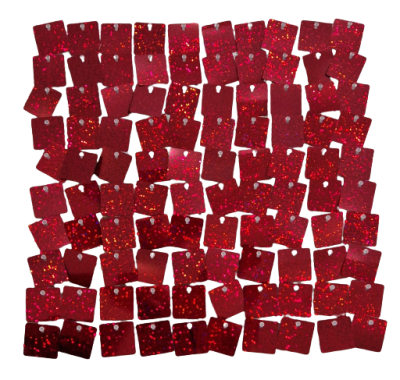 Комплект 50 пана за пайетена фонова стена с прозрачен гръб, 30*30см ХОЛОГРАМНО ЧЕРВЕНО