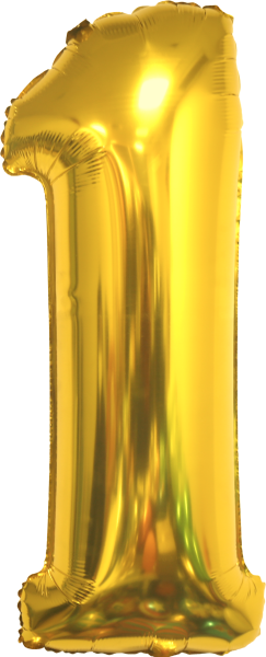 Фолиев балон цифра 1, ЗЛАТО / 38"