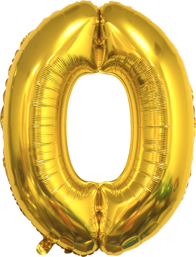Фолиев балон цифра 0, ЗЛАТО / 38"