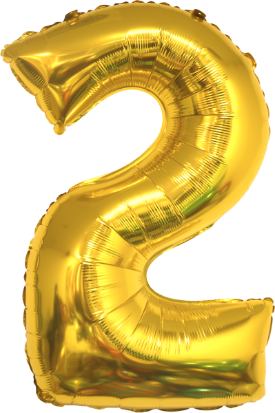 Фолиев балон цифра 2, ЗЛАТО / 38"
