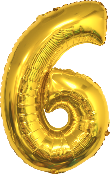 Фолиев балон цифра 6, ЗЛАТО / 38"