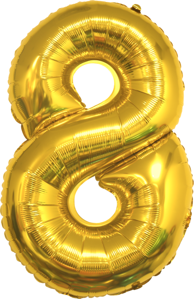 Фолиев балон цифра 8, ЗЛАТО / 38"