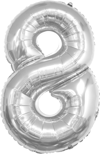 Фолиев балон цифра 8, СРЕБРО / 38"