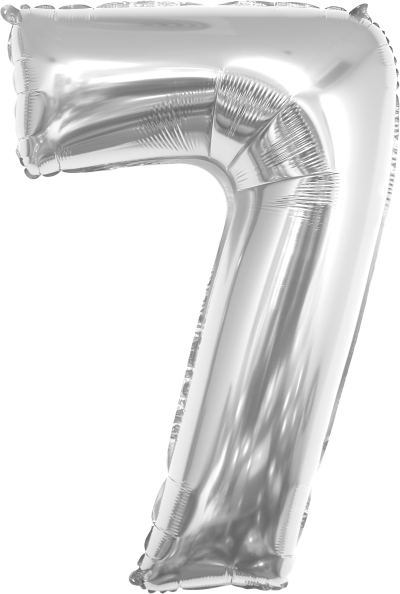 Фолиев балон цифра 7, СРЕБРО / 38"