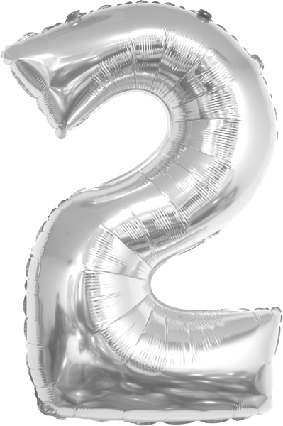 Фолиев балон цифра 2, СРЕБРО / 38"