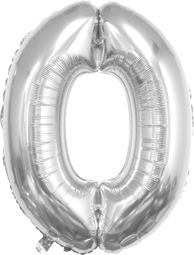 Фолиев балон цифра 0, СРЕБРО / 38"