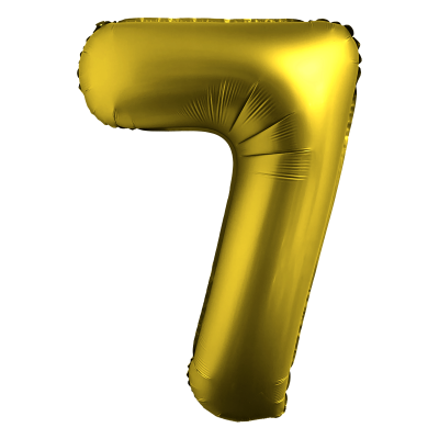 Фолиев балон цифра 7, ХРОМ ЗЛАТО - 102см