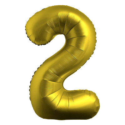 Фолиев балон цифра 2, ХРОМ ЗЛАТО - 102см