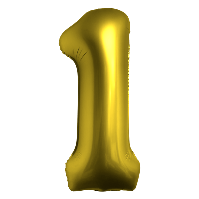 Фолиев балон цифра 1, ХРОМ ЗЛАТО - 102см