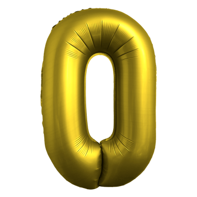 Фолиев балон цифра 0, ХРОМ ЗЛАТО - 102см
