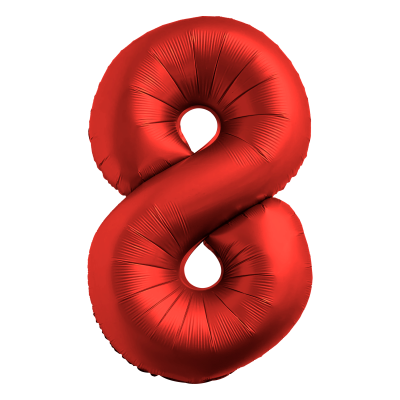 Фолиев балон цифра 8, ХРОМ ЧЕРВЕНО - 102см