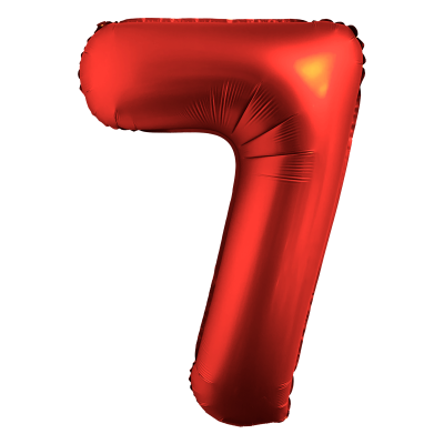 Фолиев балон цифра 7, ХРОМ ЧЕРВЕНО - 102см