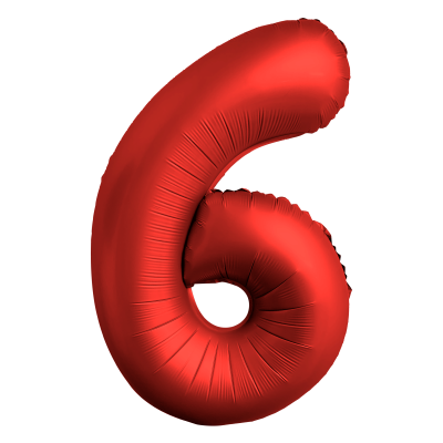 Фолиев балон цифра 6, ХРОМ ЧЕРВЕНО - 102см