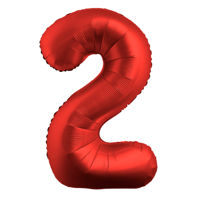 Фолиев балон цифра 2, ХРОМ ЧЕРВЕНО - 102см