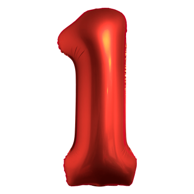 Фолиев балон цифра 1, ХРОМ ЧЕРВЕНО - 102см