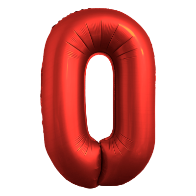 Фолиев балон цифра 0, ХРОМ ЧЕРВЕНО - 102см