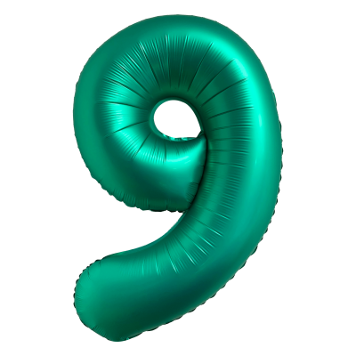 Фолиев балон цифра 9, ХРОМ ЗЕЛЕНО - 102см