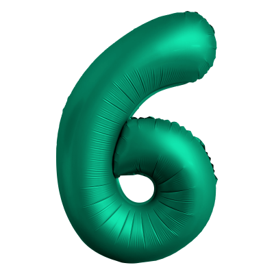 Фолиев балон цифра 6, ХРОМ ЗЕЛЕНО - 102см