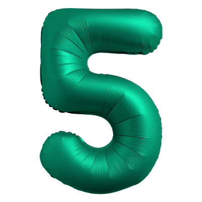 Фолиев балон цифра 5, ХРОМ ЗЕЛЕНО - 102см