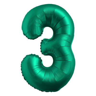 Фолиев балон цифра 3, ХРОМ ЗЕЛЕНО - 102см