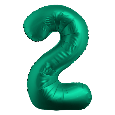 Фолиев балон цифра 2, ХРОМ ЗЕЛЕНО - 102см