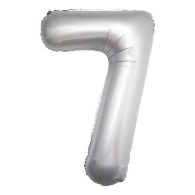 Фолиев балон цифра 7, ХРОМ БЯЛО - 102см