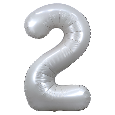 Фолиев балон цифра 2, ХРОМ БЯЛО - 102см