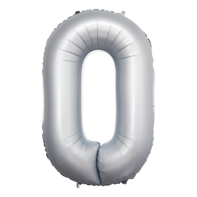 Фолиев балон цифра 0, ХРОМ БЯЛО - 102см