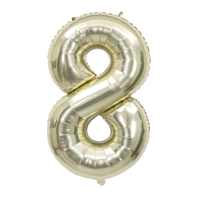 Фолиев балон цифра 8, БЯЛО ЗЛАТО - 102см