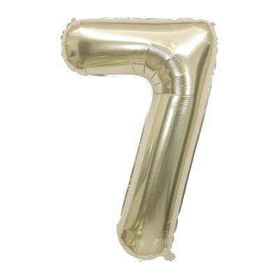 Фолиев балон цифра 7, БЯЛО ЗЛАТО - 102см
