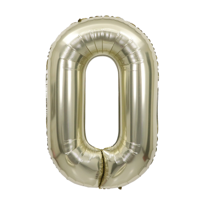 Фолиев балон цифра 0, БЯЛО ЗЛАТО - 102см