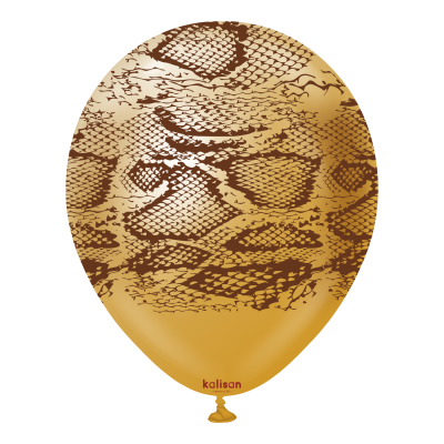 Kalisan Safari балони (Mirror злато) с печат Змия N (тъмно кафяв) / 12", 1бр.