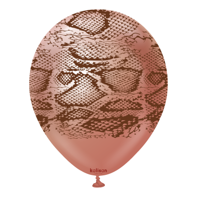 Kalisan Safari балони (Mirror розово злато) с печат Змия N (тъмно кафяв) / 12", 1бр.