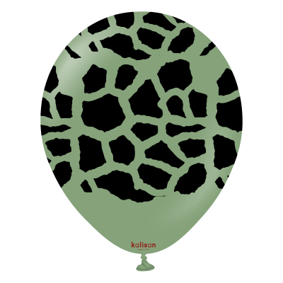 Kalisan Safari балони цвят евкалипт с печат Жираф (черен) / 12", 1бр.