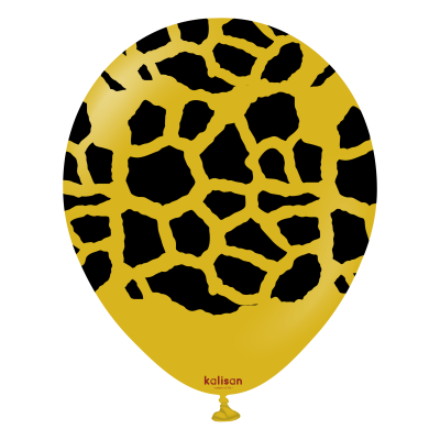Kalisan Safari балони цвят: горчица с печат Жираф (черен) / 12", 1бр.