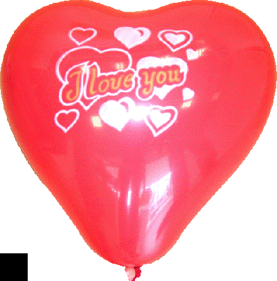 Балон сърце, латекс - червен цвят с печат  I LOVE YOU - 28см, 100бр.