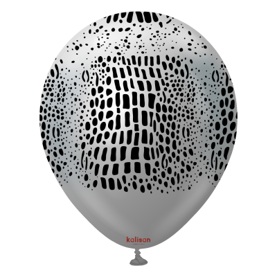 Kalisan Safari балони (Mirror сребро) с печат Крокодил (черен) / 12", 1бр.