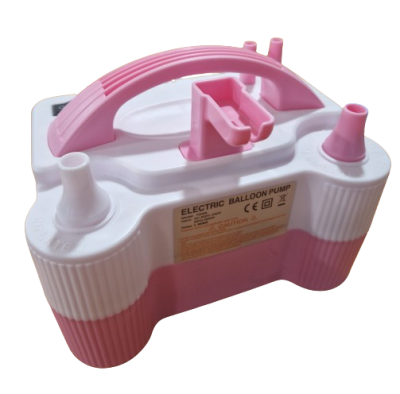 Електрическа помпа за балони с две глави / бяло-розова