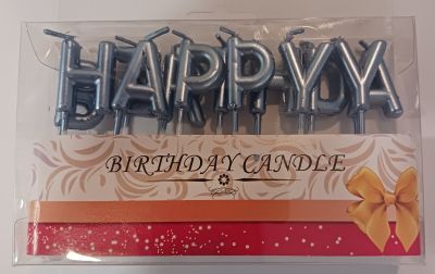 Свещички за рожден ден Happy birthday, сини букви