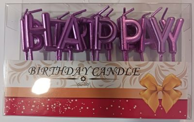 Свещички за рожден ден Happy birthday, розови букви